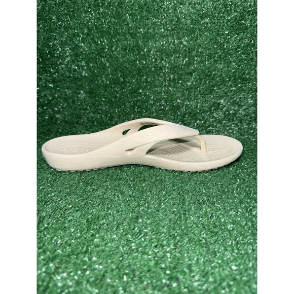Crocs Kadee II Flip Flop Sandals Beige Tan Strappy Beach Slides Womens Size 7 - Picture 3 of 8